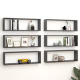 NNEVL Wall Cube Shelves 6 pcs High Gloss Grey 80x15x26.5 cm Chipboard