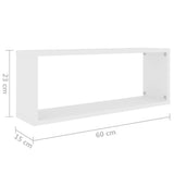 NNEVL Wall Cube Shelves 2 pcs White 60x15x23 cm Chipboard