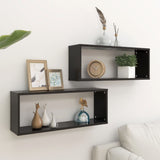 NNEVL Wall Cube Shelves 2 pcs Black 60x15x23 cm Chipboard