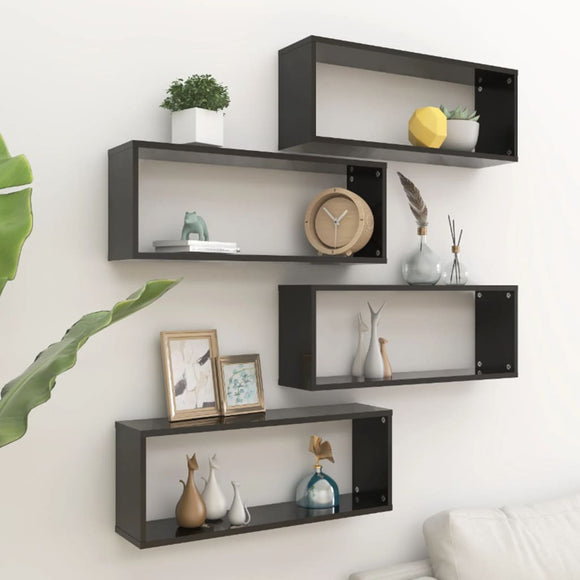 NNEVL Wall Shelves 4 pcs Black 60x15x23 cm Chipboard