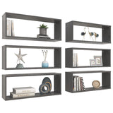 NNEVL Wall Shelves 6 pcs Grey 60x15x23 cm Chipboard