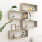 NNEVL Wall Cube Shelves 4 pcs Sonoma Oak 60x15x23 cm Chipboard