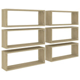 NNEVL Wall Cube Shelves 6 pcs Sonoma Oak 60x15x23 cm Chipboard