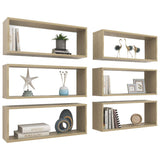 NNEVL Wall Cube Shelves 6 pcs Sonoma Oak 60x15x23 cm Chipboard