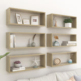 NNEVL Wall Cube Shelves 6 pcs Sonoma Oak 60x15x23 cm Chipboard