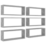 NNEVL Wall Cube Shelves 6 pcs Concrete Grey 60x15x23 cm Chipboard