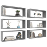 NNEVL Wall Cube Shelves 6 pcs Concrete Grey 60x15x23 cm Chipboard