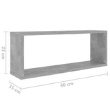 NNEVL Wall Cube Shelves 6 pcs Concrete Grey 60x15x23 cm Chipboard