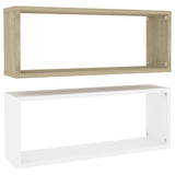 NNEVL Wall Shelves 2 pcs White and Sonoma Oak 60x15x23 cm Chipboard