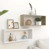 NNEVL Wall Shelves 2 pcs White and Sonoma Oak 60x15x23 cm Chipboard