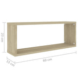 NNEVL Wall Cube Shelves 6 pcs White and Sonoma Oak 60x15x23 cm Chipboard