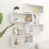 NNEVL Wall Cube Shelves 4 pcs High Gloss White 60x15x23 cm Chipboard