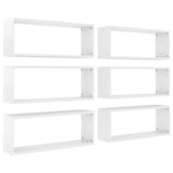 NNEVL Wall Cube Shelves 6 pcs High Gloss White 60x15x23 cm Chipboard