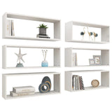NNEVL Wall Cube Shelves 6 pcs High Gloss White 60x15x23 cm Chipboard