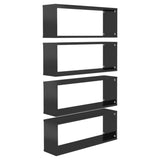 NNEVL Wall Cube Shelves 4 pcs High Gloss Black 60x15x23 cm Chipboard