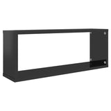 NNEVL Wall Cube Shelves 4 pcs High Gloss Black 60x15x23 cm Chipboard