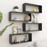 NNEVL Wall Cube Shelves 4 pcs High Gloss Black 60x15x23 cm Chipboard