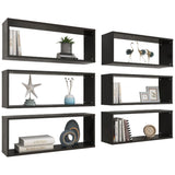 NNEVL Wall Shelves 6 pcs High Gloss Black 60x15x23 cm Chipboard