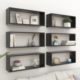NNEVL Wall Shelves 6 pcs High Gloss Black 60x15x23 cm Chipboard