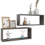 NNEVL Wall Shelves 2 pcs High Gloss Grey 60x15x23 cm Chipboard