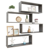 NNEVL Wall Cube Shelves 4 pcs High Gloss Grey 60x15x23 cm Chipboard