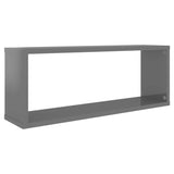 NNEVL Wall Cube Shelves 4 pcs High Gloss Grey 60x15x23 cm Chipboard