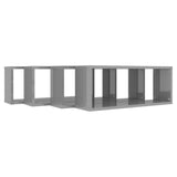 NNEVL Wall Cube Shelves 4 pcs High Gloss Grey 60x15x23 cm Chipboard