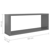 NNEVL Wall Cube Shelves 4 pcs High Gloss Grey 60x15x23 cm Chipboard