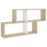NNEVL Wall Shelf White and Sonoma Oak 100x18x53 cm Chipboard