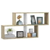 NNEVL Wall Shelf White and Sonoma Oak 100x18x53 cm Chipboard