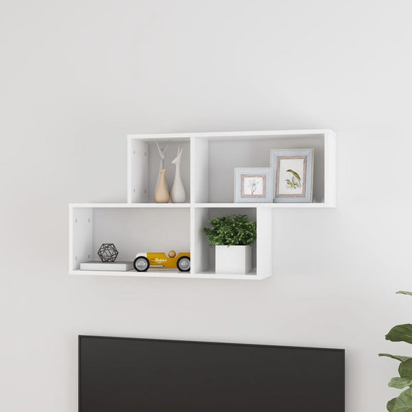 NNEVL Wall Shelf High Gloss White 100x18x53 cm Chipboard
