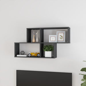 NNEVL Wall Shelf High Gloss Grey 100x18x53 cm Chipboard