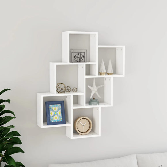 NNEVL Wall Cube Shelf White 78x15x93 cm Chipboard