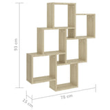 NNEVL Wall Cube Shelf Sonoma Oak 78x15x93 cm Chipboard