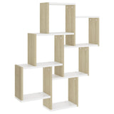 NNEVL Wall Cube Shelf White and Sonoma Oak 78x15x93 cm Chipboard