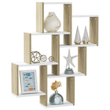 NNEVL Wall Cube Shelf White and Sonoma Oak 78x15x93 cm Chipboard