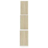 NNEVL Wall Cube Shelf White and Sonoma Oak 78x15x93 cm Chipboard