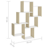 NNEVL Wall Cube Shelf White and Sonoma Oak 78x15x93 cm Chipboard