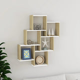 NNEVL Wall Cube Shelf White and Sonoma Oak 78x15x93 cm Chipboard