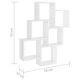 NNEVL Wall Cube Shelf High Gloss White 78x15x93 cm Chipboard