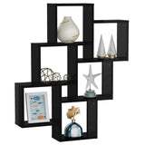 NNEVL Wall Cube Shelf High Gloss Black 78x15x93 cm Chipboard