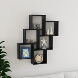 NNEVL Wall Cube Shelf High Gloss Black 78x15x93 cm Chipboard
