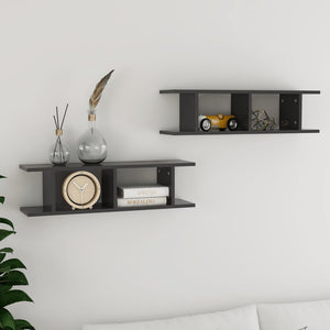 NNEVL Wall Shelves 2 pcs Grey 78x18x20 cm Chipboard