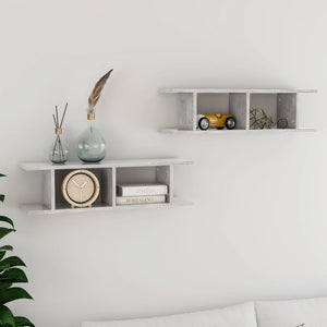 NNEVL Wall Shelves 2 pcs Concrete Grey 78x18x20 cm Chipboard