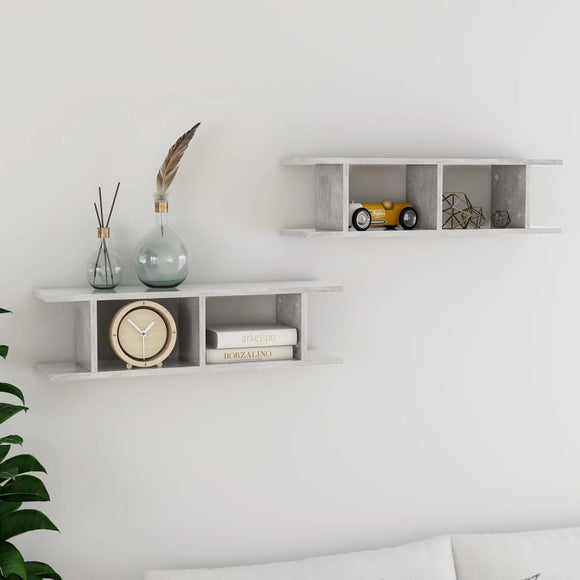 NNEVL Wall Shelves 2 pcs Concrete Grey 78x18x20 cm Chipboard