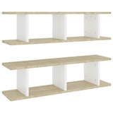 NNEVL Wall Shelves 2 pcs White and Sonoma Oak 78x18x20 cm Chipboard