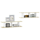 NNEVL Wall Shelves 2 pcs White and Sonoma Oak 78x18x20 cm Chipboard