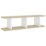 NNEVL Wall Shelves 2 pcs White and Sonoma Oak 78x18x20 cm Chipboard