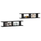 NNEVL Wall Shelves 2 pcs Black 90x18x20 cm Chipboard