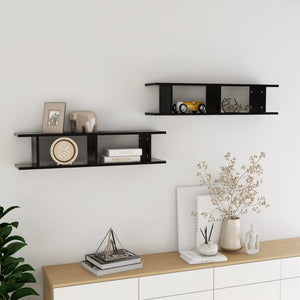 NNEVL Wall Shelves 2 pcs Black 90x18x20 cm Chipboard